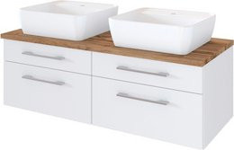 HELD MÖBEL Waschtisch Davos in Weiss, Wandmontiert, Modern mit LED-Beleuchtung, B/H/T: 120 x 54 x 47 cm - Bild 1