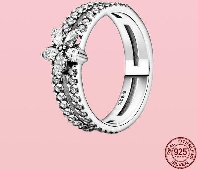 YIRAN Jewelry Doppelring Schneeflocke, 925 Silber, Zirkonia, Damen - Bild 1