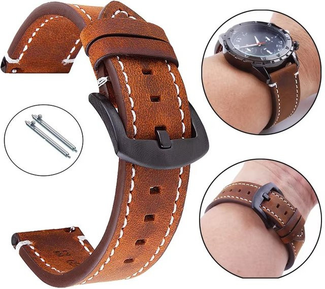 TINUORA Uhrenarmband Leder, Vintage, Unisex - Bild 1