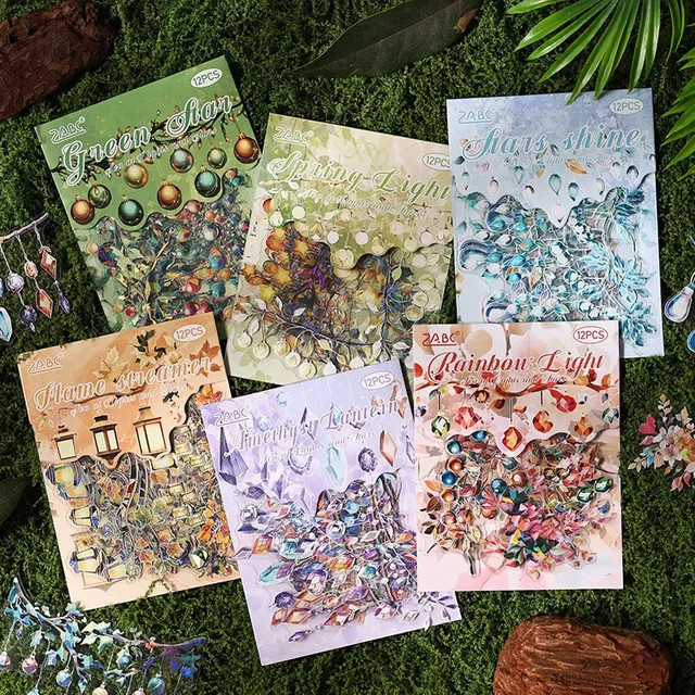 12er Paket Dekorative Aufkleber Lampe Meer Sternenlicht Serie für Scrapbooking und Journaling in Multicolour - Bild 1