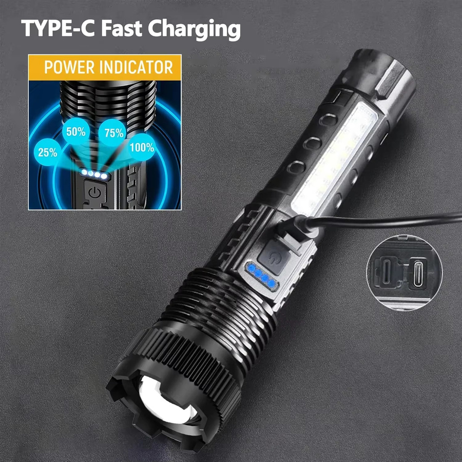 NEWBIRTH Hochleistungs-LED-Taschenlampe mit USB-C-Akku und 500.000 lm für Camping und Outdoor - Bild 4
