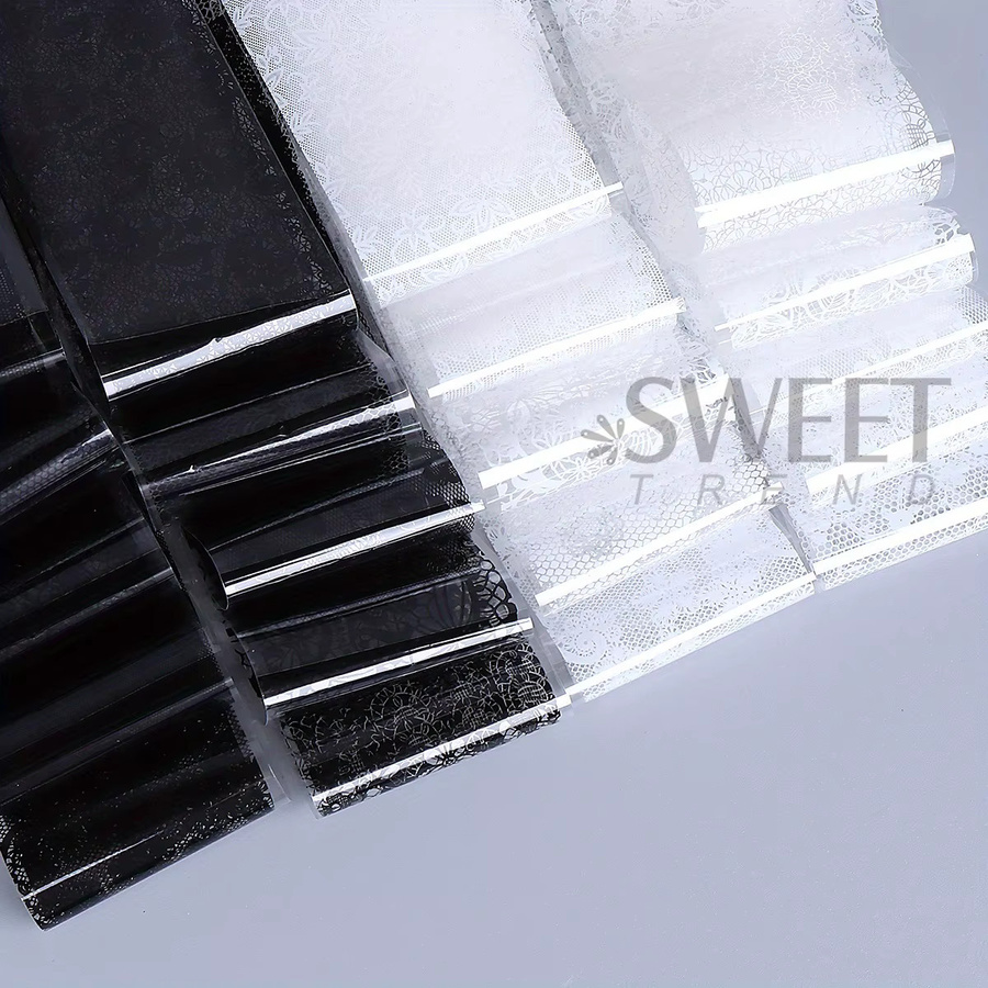 SWEET TREND Nagel Transfer Folien, Schwarz Weiß, Glänzend - Bild 4
