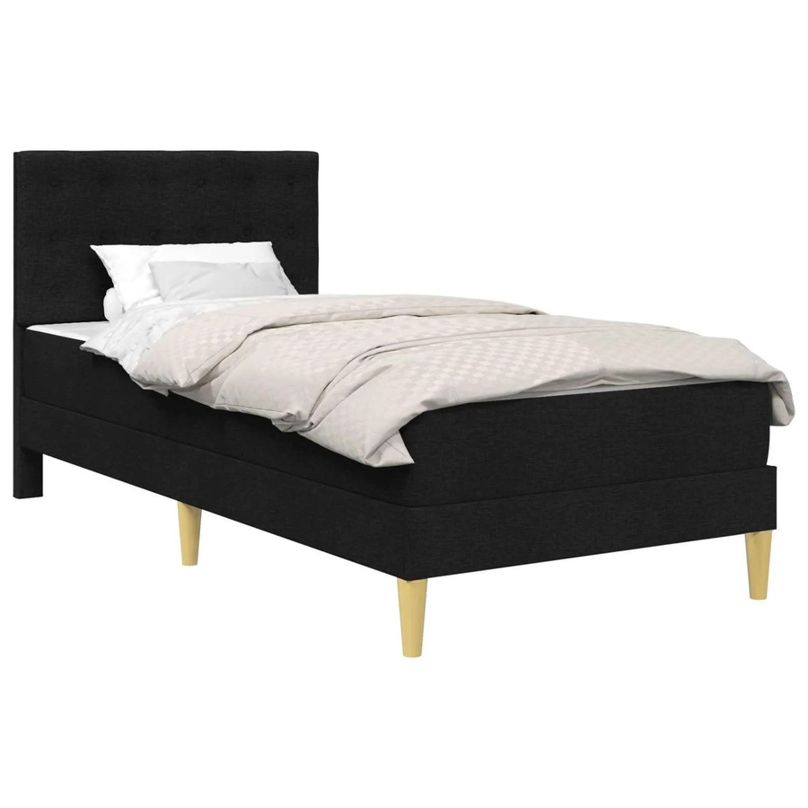 vidaXL Bettgestell mit Matratze Schwarz Stoff B/T/H: 100 x 200 x 32,6 cm - Bild 2