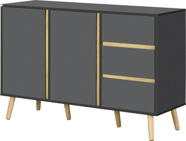 Aosom Sideboard im skandinavischen Design mit 2 Türen und 3 Schubladen, Anthrazitgrau, B/T/H: 120 x 40 x 80 cm - Bild 1