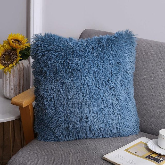 Yiran Furniture Regenbogen Plüsch Kissenbezug in Rosa und Blau für Kinderzimmer und Schlafzimmer, B/T/H: 40 x 40 x 0 cm - Bild 1