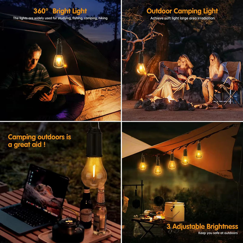 NEWBIRTH LED-Campingleuchte im Vintage-Design, USB wiederaufladbare Laterne mit Haken, dimmbar, warmweiß, für Outdoor-Camping und Wandern - Bild 6