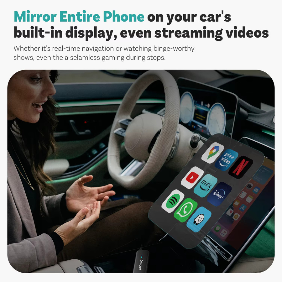 Ottocast Mirror Touch Wireless CarPlay Adapter Black – Bidirektionaler Dongle mit Mirroring für iOS und Android kompatibel mit Audi und Benz - Bild 5