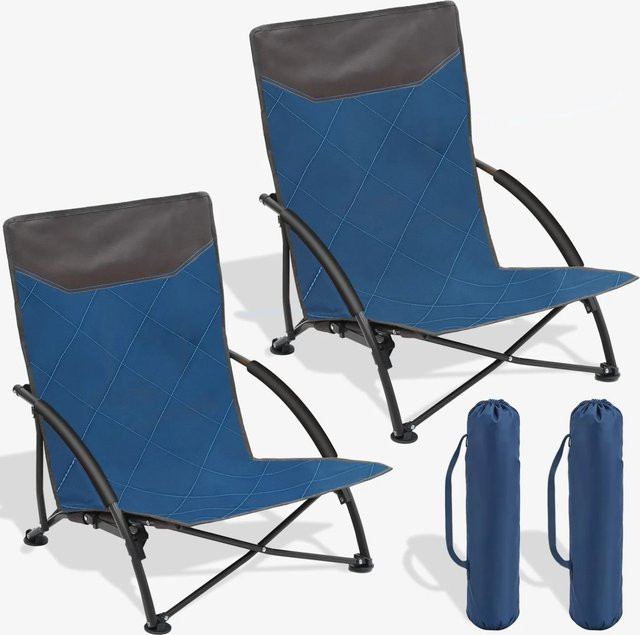 2er Set Sekey Klappstühle Campingstühle mit gepolsterten Armlehnen in Blau aus UV-beständigem 600D-Polyester und Stahlrahmen - Bild 1