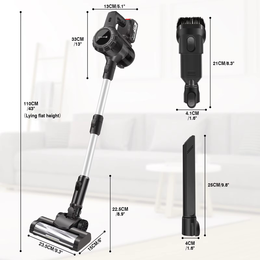DayPlus 3-in-1 Akku-Staubsauger Schwarz, kabelloser Handstaubsauger mit bürstenlosem Motor und 130000 RPM für Teppiche und Hartböden, beutellos - Bild 6