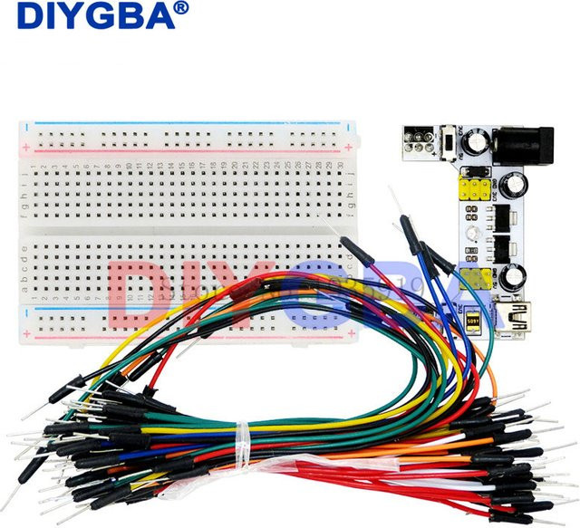 DNIGEF MB102 Breadboard Set mit Micro-USB-Stromversorgungsmodul, 400 Tie-Points und 65 Überbrückungsdrähten in Schwarz und Multicolour - Bild 1