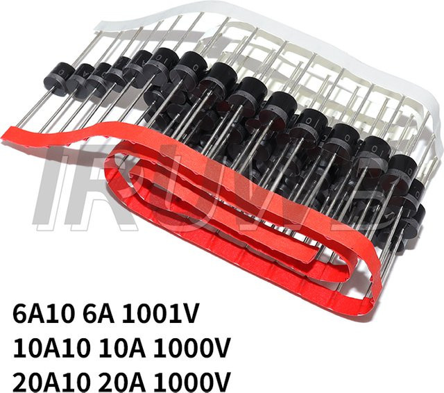 50 Stück Gleichrichterdioden IRUWB in Schwarz (6A10 1001V, 10A10 1000V, 20A10 1000V) - Bild 1