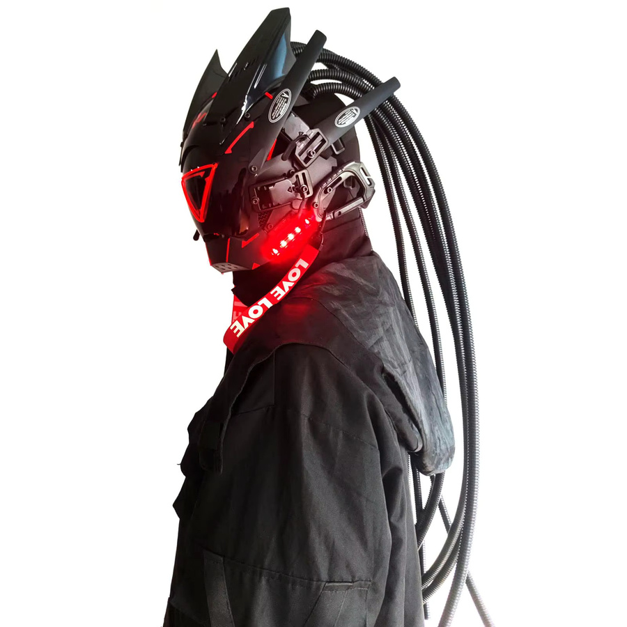 Jaupto Punk Sci-Fi Maske Helm mit LED Blau - Bild 2