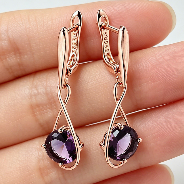Kinel Ohrringe, Zircon, Purple, 585 Rose Gold, Damen - Bild 1