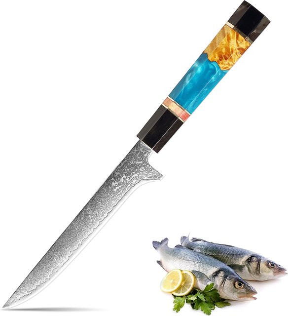 Xituo Ausbeinmesser aus Damaststahl mit Pakkaholz-Griff, 15,24 cm, Mehrfarbig - Bild 1
