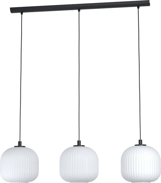 Eglo Pendelleuchte Mantunalle 3-flammig in Schwarz-Weiß aus Stahl und Glas mit E27 Fassung - Bild 1