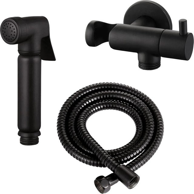 Stilform Design WC/Bidet Handbrause Komplettset mit Absperrventil in Schwarz Matt - Bild 1