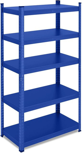 Relaxdays Schwerlastregal aus Stahl in Blau mit 5 Ebenen, teilbar, Höhe: 150 cm, Breite: 75 cm, Tiefe: 30 cm - Bild 1