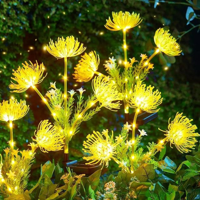 Lanzhong Solar LED Bodenlampe in Blumenform, Wasserdichte Gartenleuchte Gelb für Terrasse und Rasen - Bild 1