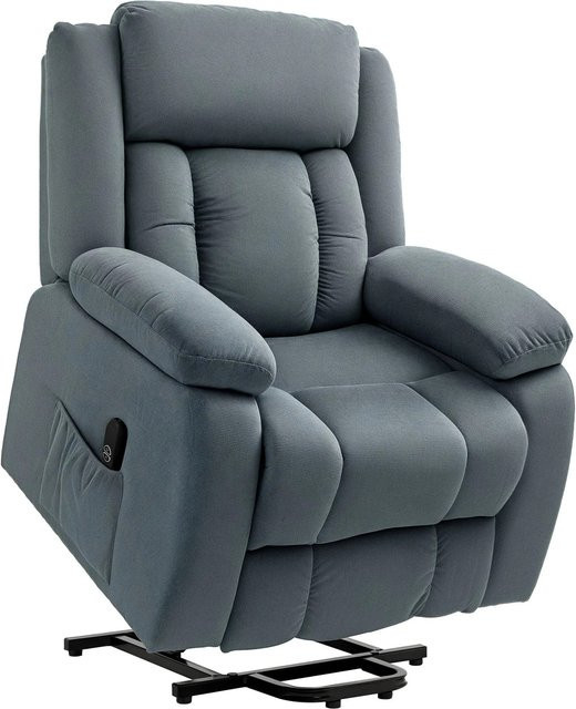 HOMCOM Fernsehsessel mit elektrischer Aufstehhilfe und Liegefunktion in Grau, Samt und Polyester, B/T/H: 92 x 94 x 105 cm - Bild 1