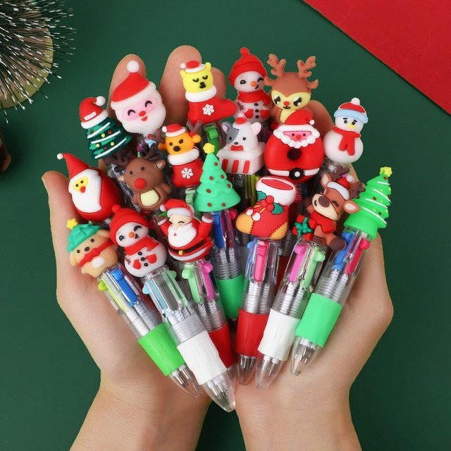 Cartoon Weihnachten Kugelschreiber Set für Kinder in 4 Farben als Geschenk für Geburtstag oder Neujahr - Bild 1