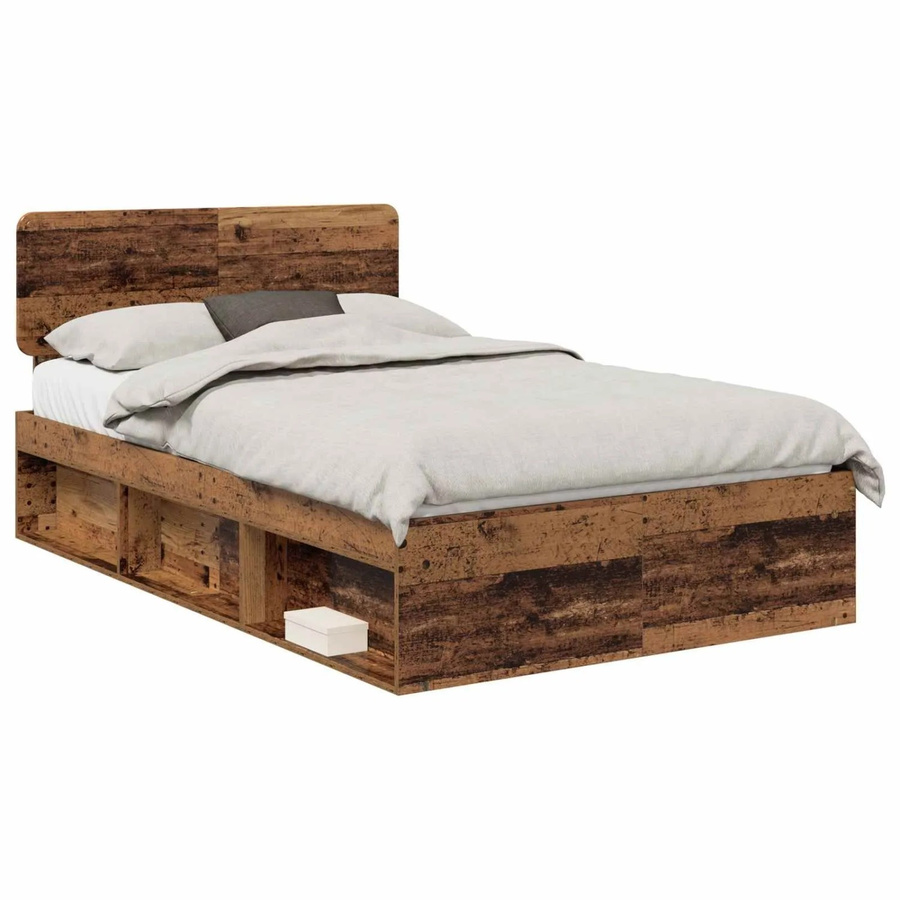 vidaXL Bettrahmen aus massivem Kiefernholz in Braun, B/T/H: 135 x 190 x 90 cm - Bild 2