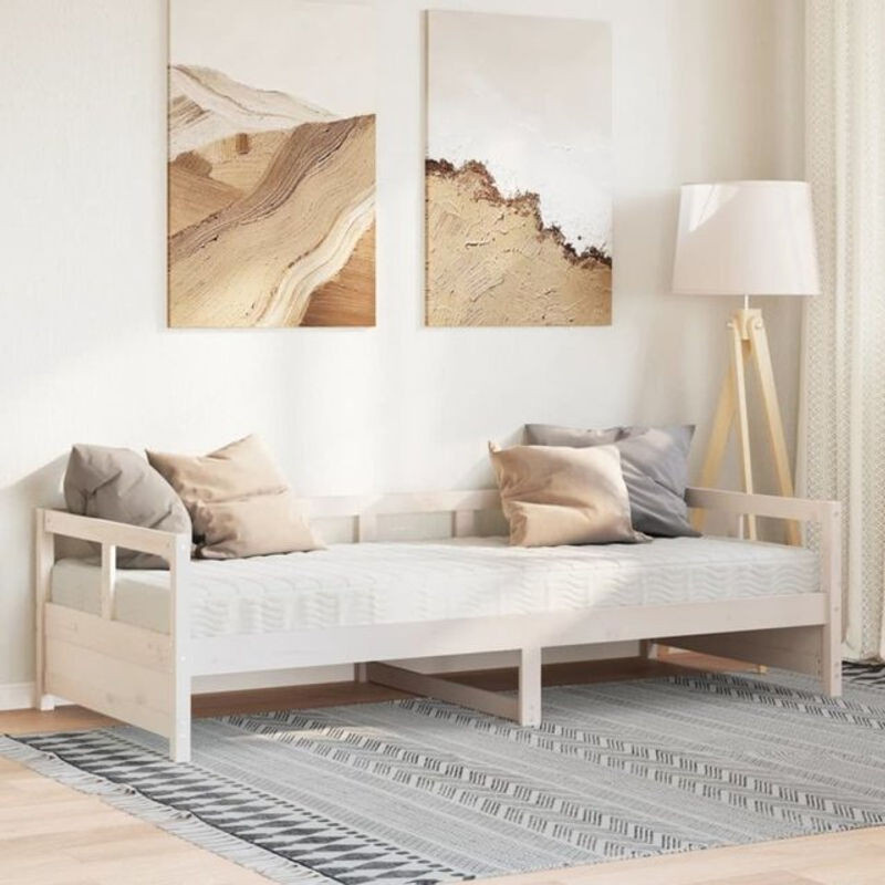Tagesbett aus Massivholz Kiefer mit Matratze von vidaxl in Weiß, B/T/H: 200 x 90 x 97 cm - Bild 1