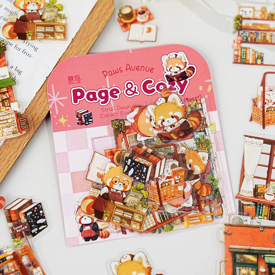 Etori Life 15-teiliges Stickerset mit niedlichen Roten Panda-Motiven und Buch-Designs in Rot und Multicolour für Laptop, Koffer und Tagebuch - Bild 4