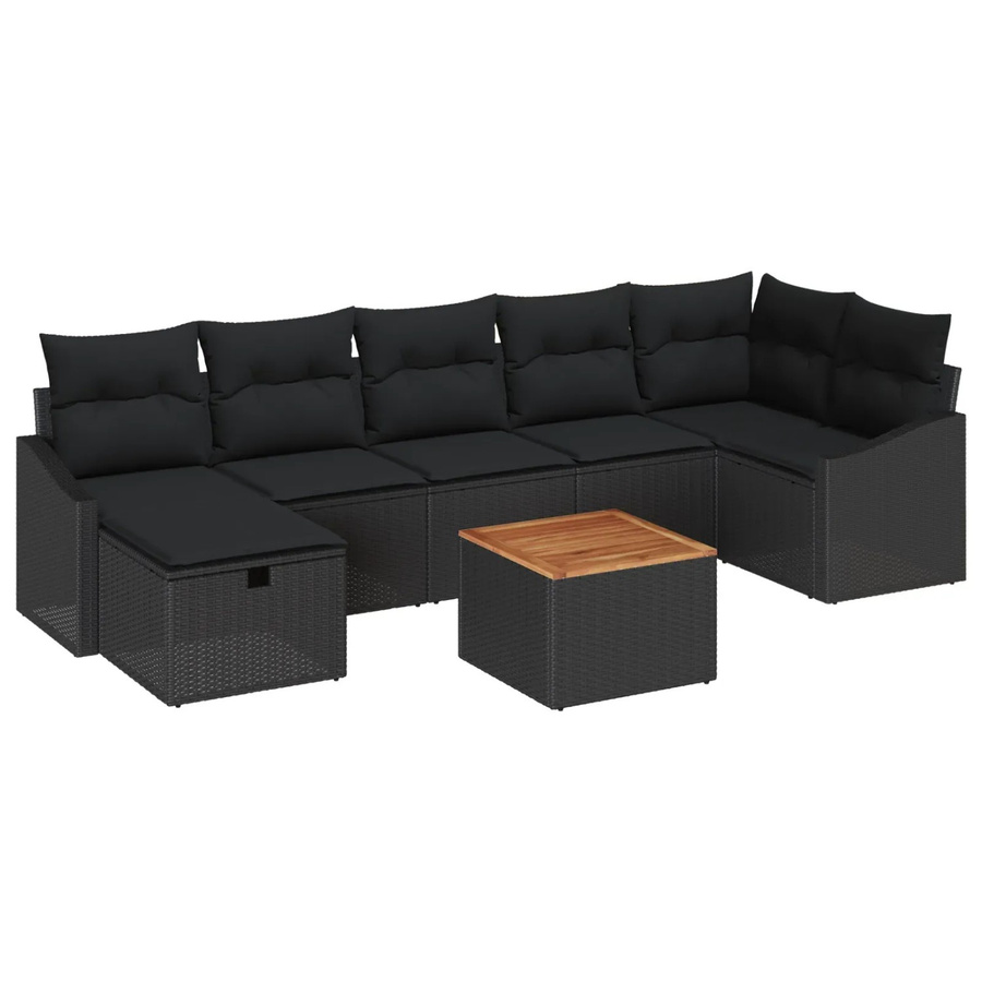 8-tlg. vidaXL Garten-Sofa-Set aus Poly Rattan mit Polsterung und Stauraum in Schwarz - Bild 2