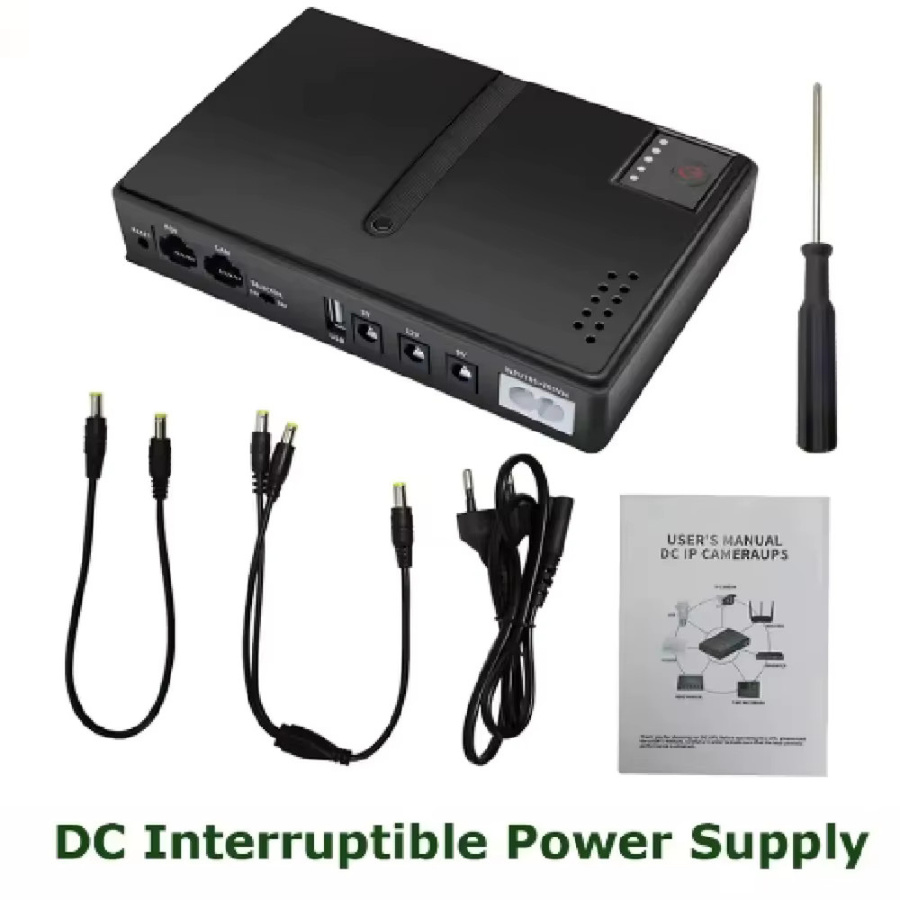 TTAKA7 Mini DC USV Unterbrechungsfreie Stromversorgung für Router und WLAN-Modem, 5V 9V 12V 220V, Schwarz, mit austauschbarem 18650 Akku - Bild 2