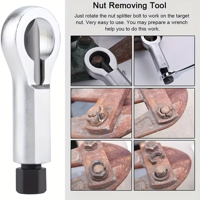 NIUXIANG Mutter-Schrauben-Splitter-Set aus Stahl in Silber zur Entfernung verrosteter Muttern und Schrauben - Bild 5
