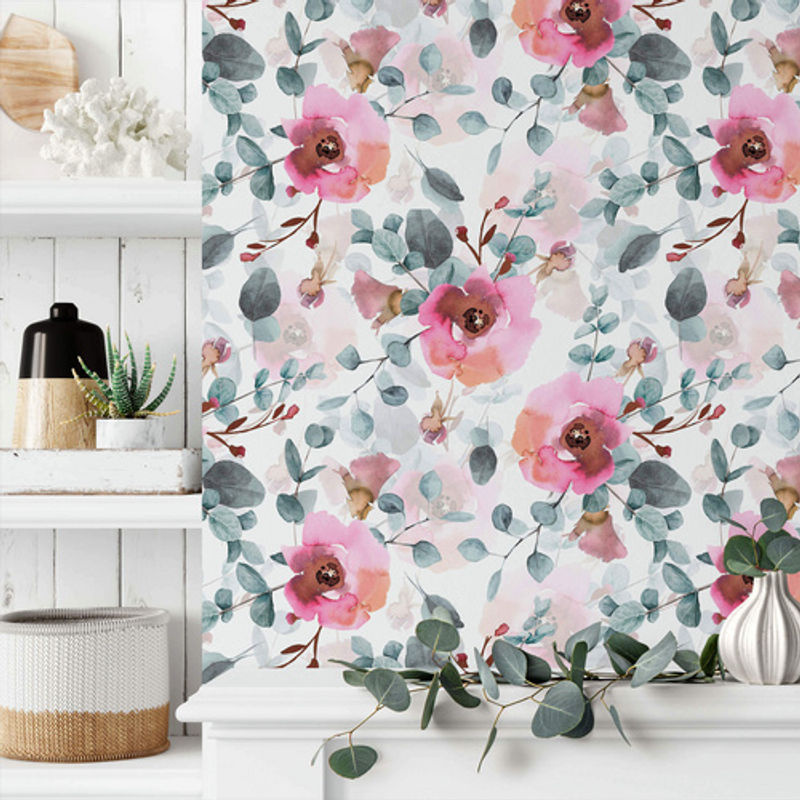 K&L Wall Art Vliestapete Vintage Eukalyptus und botanische Rosen, mehrfarbig, matt - Bild 4