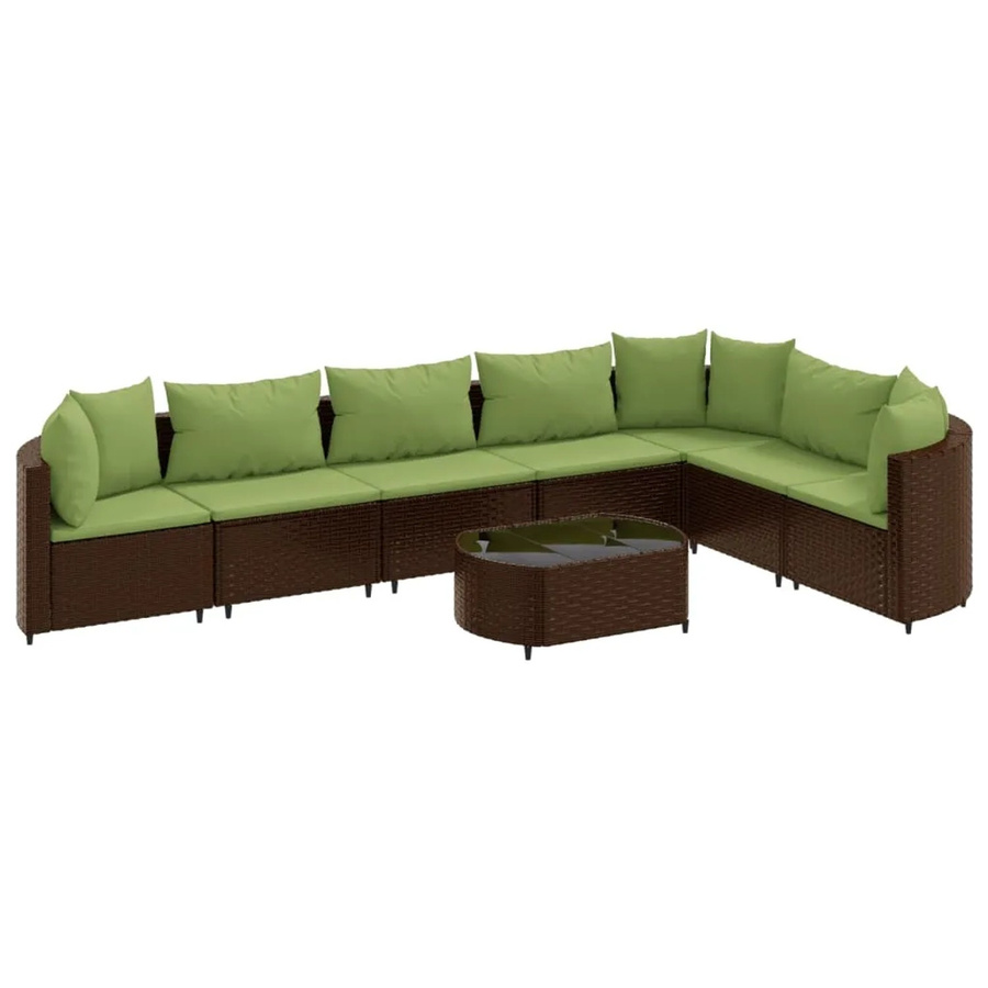 vidaXL 8-tlg Garten-Sofagarnitur aus braunem Poly-Rattan mit Kissen Modell 14 - Bild 2