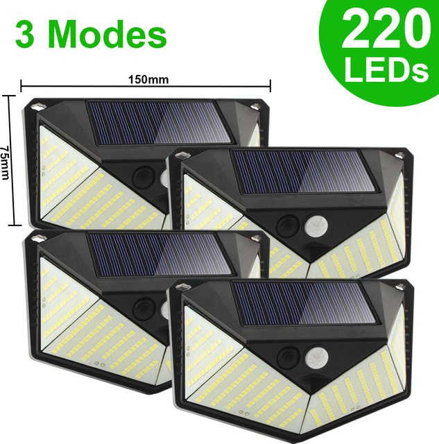 Leclstar Solarlampe für den Außenbereich mit 220 LEDs, Bewegungsmelder und IP65 wasserdicht, weiße Dekorationsbeleuchtung für Gartenwege und Wände - Bild 1