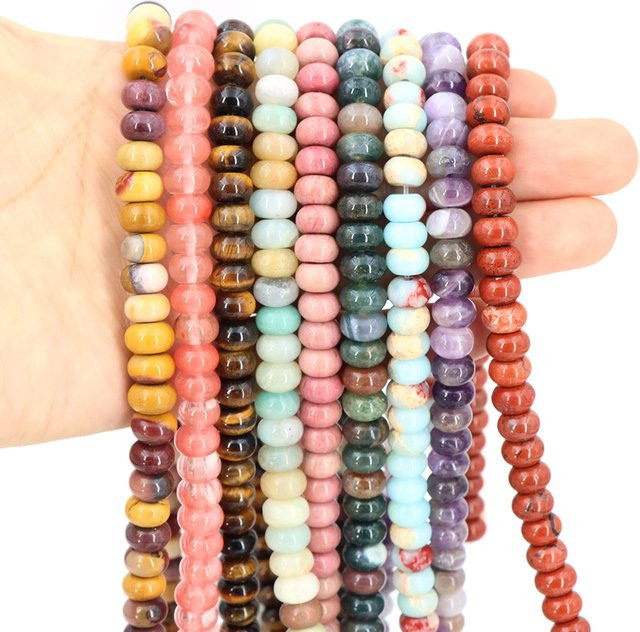 Amazonit Quarz Perlen, 5x8mm, Abacus Rondelle, Charms - Bild 1