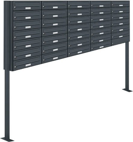 AL Briefkasten für 34 Parteien, freistehendes Briefkastenanlage in Grau, B/H/T: 199,5 x 170 x 27,5 cm - Bild 1