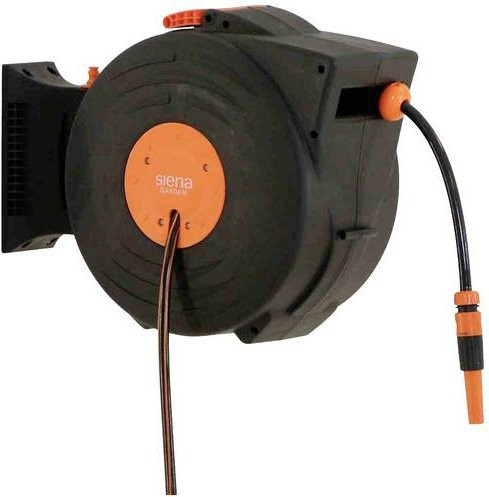 Siena Garden Gartenschlauchtrommel L67376 Wandmontage, 20m Schlauchlänge, 1/2 Zoll, Schwarz-Orange - Bild 1