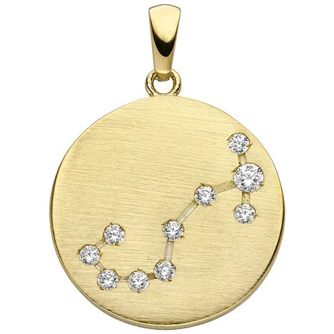 Colfem Anhänger Sternzeichen Skorpion, 333 Gelbgold matt, 10 Zirkonia, Unisex - Bild 1