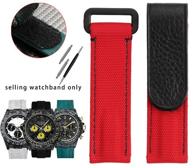 QuirkCart Uhrenarmband Canvas-Nylon, 20mm, rot, Herren - Bild 1