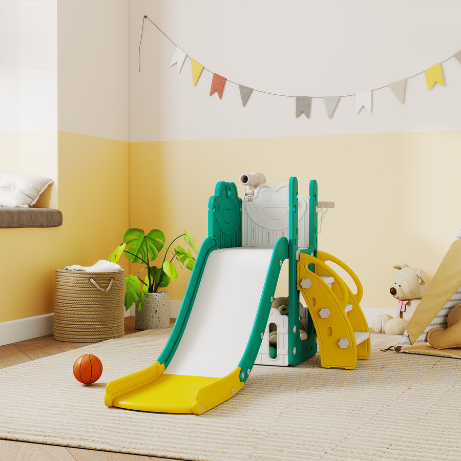 AIYAPLAY Kinderrutsche 5 in 1 Frosch-Motiv Gelb für Kleinkinder 1-3 Jahre - Bild 2