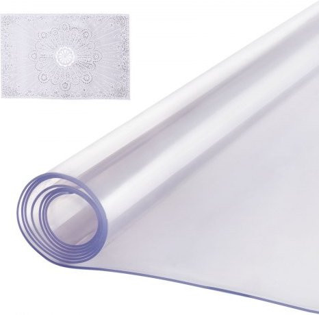 VEVOR Kunststoff-Tischdecke aus transparentem PVC, rechteckig, wasserabweisend und leicht zu reinigen, B/T: 152,4 x 106,7 cm - Bild 1