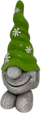 Dekofigur Wichtel stehend in Grün und Grau aus Kunstharz, Höhe: 26 cm, Breite: 11 cm, Tiefe: 12 cm