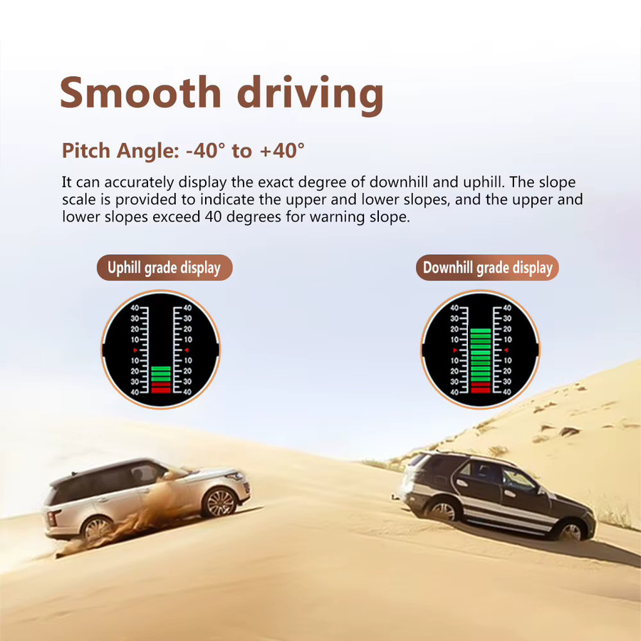 MAIMEIMI Multifunktions-Head-up-Display x90 GPS Tachometer mit Kompass und Neigungsmesser in Schwarz für Auto und Geländewagen - Bild 3