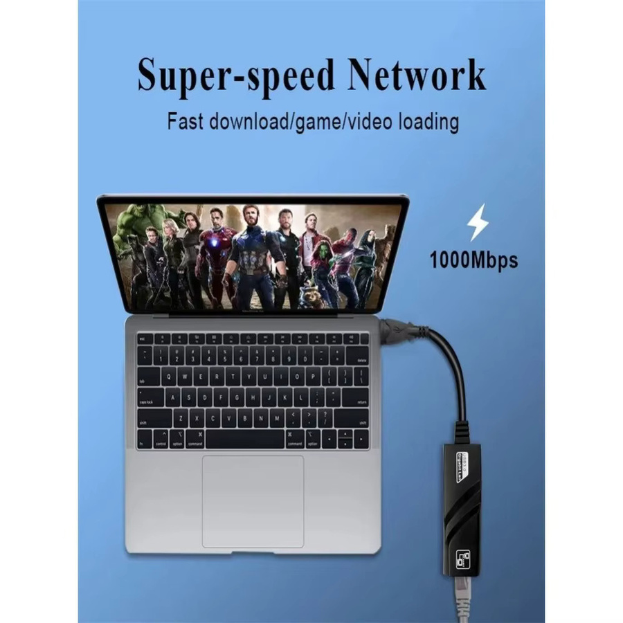 LccKaa USB-C auf RJ45 LAN Ethernet Adapter in Schwarz für 1000 Mbit/s mit Plug-and-Play Unterstützung für PC, MacBook, Windows und Laptop - Bild 3