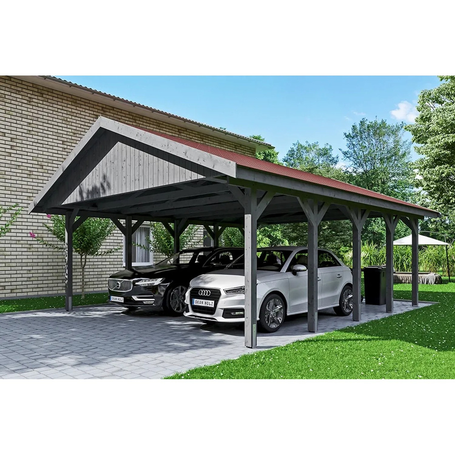 Skan Holz Carport Wallgau Satteldach aus Fichte in Grau, B: 620 cm, T: 750 cm, H: 354 cm - Bild 2