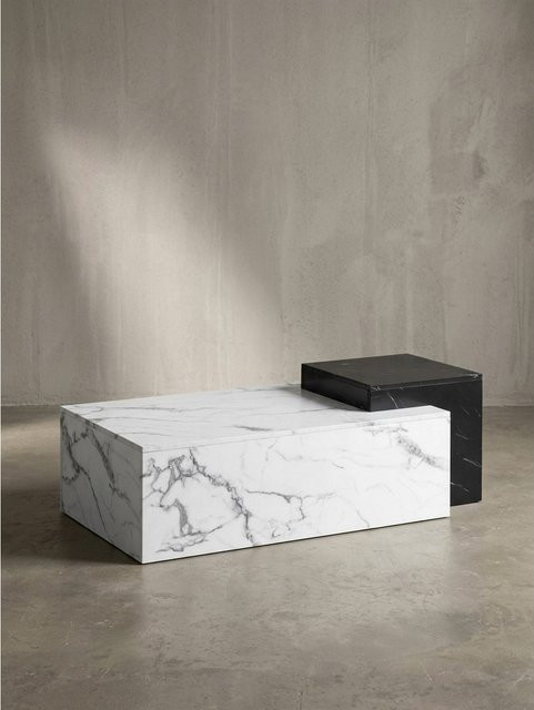 Moderner Couchtisch von KADIMA DESIGN in Weiß und Schwarz mit Marmor-Optik und zwei Ebenen, B/T/H: 120 x 60 x 40 cm - Bild 1