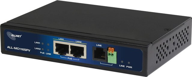 ALLNET ISP Bridge Modem VDSL2 mit Vectoring und Point-to-Point Slave-Modem, 2x PoE IEEE802.3at Ports unmanaged, Schwarz, ALL-MC116SPV-VDSL2 - Bild 1