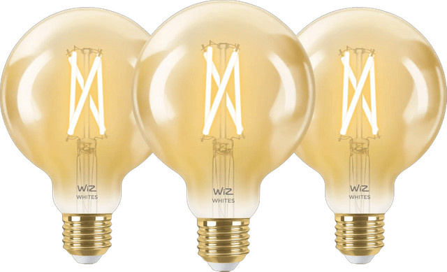 WiZ Smart-Filamentlampe Globe 3er-Pack - E27 LED mit dimmbarem warmweißem bis kaltweißem Licht, transparent - Bild 1