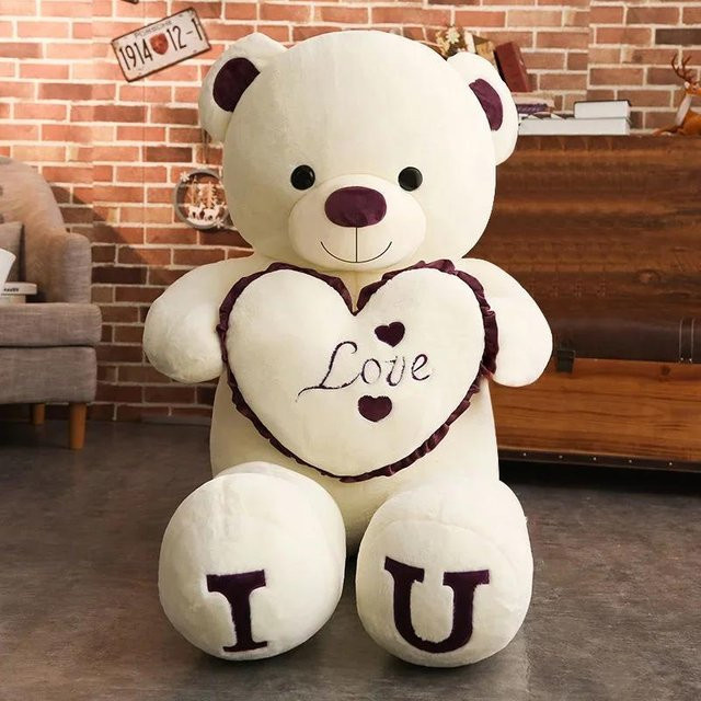 Wucifang Bags I LOVE YOU Teddybär Plüschtier, 100cm, violett, ab 3 Jahre - Bild 1