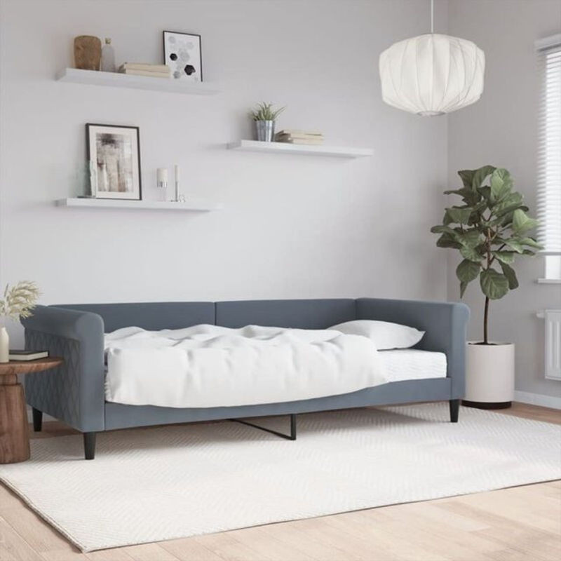 Vidaxl Polsterbett Tagesbett mit Matratze aus Samt und Metall in Anthrazit B/T/H: 90 x 200 cm - Bild 1