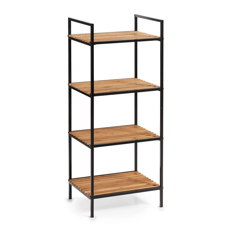 Zeller Standregal mit 4 Ablagen aus Bambus und Metall in Schwarz, H x B x T: 95 x 33 x 39 cm - Bild 2